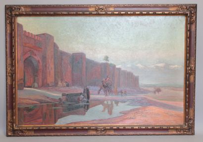 null LONG Philippe (XX), 

Paysage orientaliste devant un fort

huile sur toile 

signée...