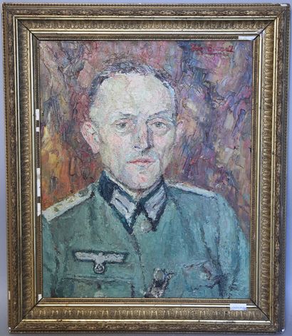 null BRANOT Ida "Portrait d'un officier allemand en buste" huile sur toile - 45,5...