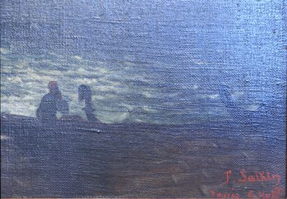 null SALKIN J. "Venise" huile sur toile signée en bas à droite - 36 x 44 cm - cadre...