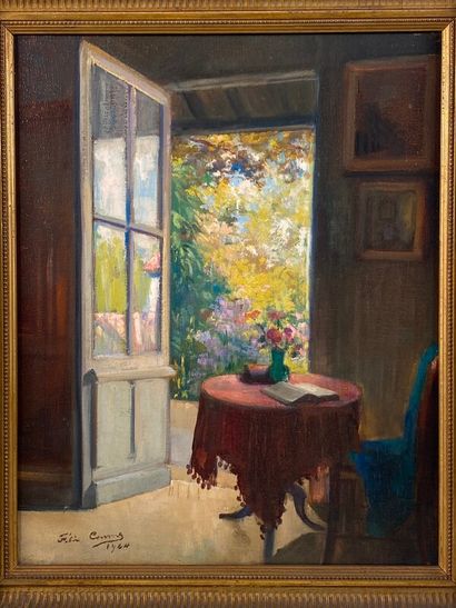 null CARME Félix (1863-1938) " scène d'interieur à la porte" huile sur toile signée...