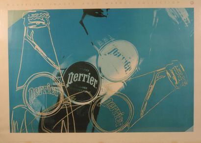 null WARHOL Andy (1928-1987) Affiche pour Perrier (jaunie) sous verre. Sur le bandeau...