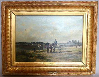 null QUINTON Clément (1851-1920), Cavaliers, huile sur toile, signée en bas à droite,...