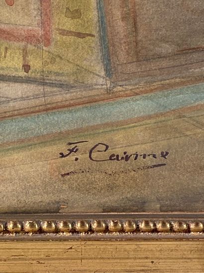 null CARME Félix (1863-1938) " scène d'interieur au bureau rouge" aquarelle signée...
