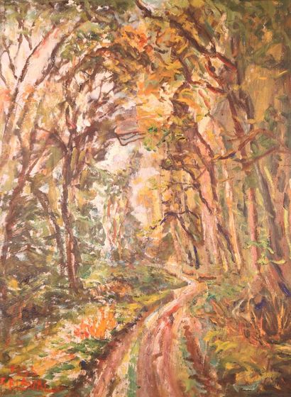 null LAVAL Fernand (1886/95-1966) - "Sentier en sous-bois" - huile sur toile signé...