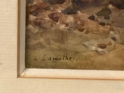 null CABIÉ Louis Alexandre (1854-1939) "le chemin à Lamothe" aquarelle signée en...