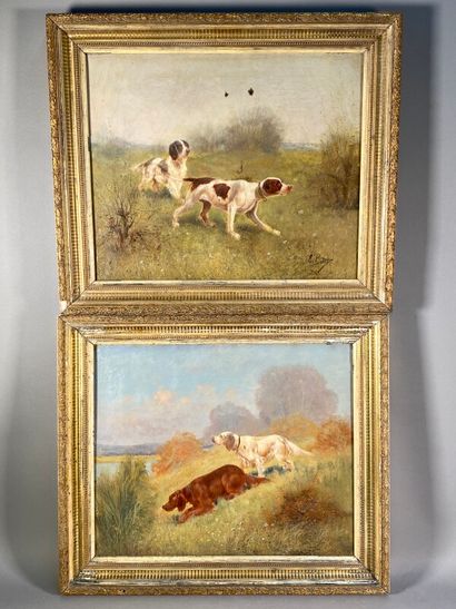 null PETIT Eugène (1839-1886)

"Chiens de chasse" 

deux peintures à l'huile sur...