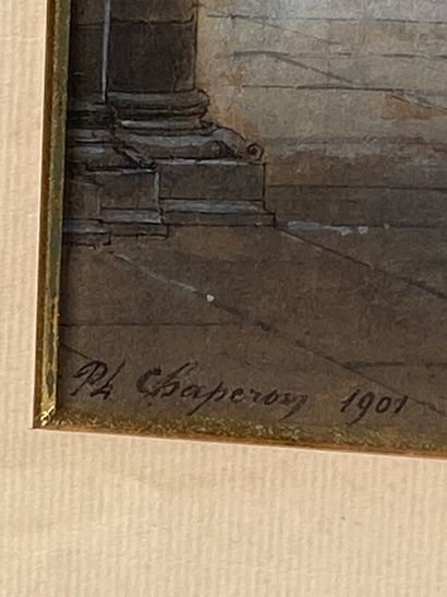 null CHAPERON Philippe (1823-1907) "Cathédrale de Pise" Aquarelle signée en bas à...