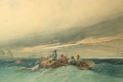 null CAUVIN Edouard Louis (1817-1900)

Pêcheurs dans la tempête, 1875,

aquarelle

signée...