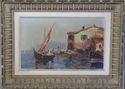 null MICHEL B., "Voilier en méditerranée", huile sur toile, signée en bas à gauche...