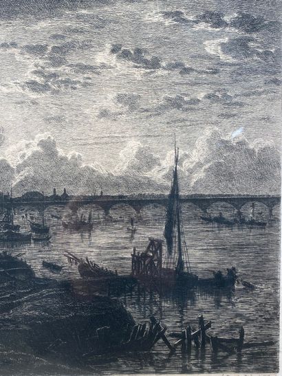 null DROUYN François-Joseph-Léo (1816-1896) impr. SALMON "vue de Bordeaux" gravure...