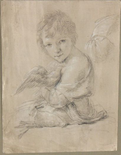 null Enfant à la colombe, 

étude au crayon

19 x 14 cm - à vue

encadré sous ve...