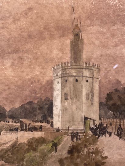 null DAUZATS Adrien (1804-1868) 

"Sevilla Torre del oro" 

aquarelle signé située...