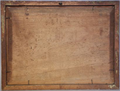 null "Maison de campagne" huile sur panneau 23 x 32 cm - cadre doré