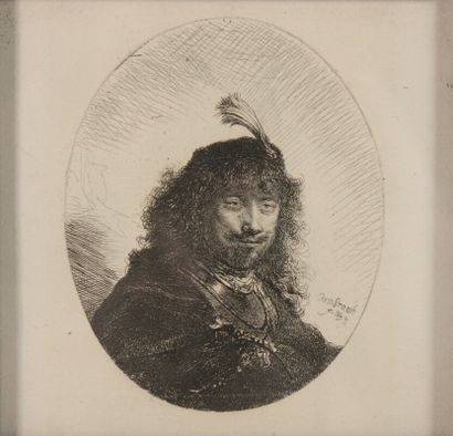 null REMBRANDT VAN RIJN (1606 - 1669) d'après

Autoportrait au béret à la plume

estampe

14,5...