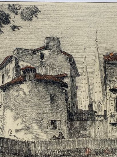 null ROGANEAU François Maurice (1883-1973), "Bayonne", dessin, 20 x 18 cm