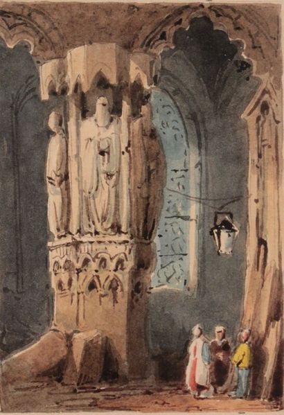 null Intérieur de Mosquée,

dessin aqaurellée portant un cartouche "A. Dauzats"

10...