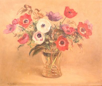 null VASNIER Charles (1873-1961) " Bouquet de fleurs dans un vase" Huile sur toile...