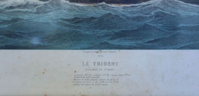 null "Le TRIDENT, cuirassé de 1er rang" Lithographie par J. Koerner éditions Clavel...