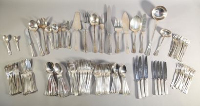 null CHRISTOFLE, Art Deco style silver plated menagere Boreal model, 127 pieces including...