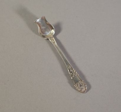 null Salt shovel in silver with shell decoration Minerve hallmark 1st title - 5 g...