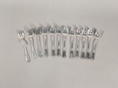 null Twelve silver oyster forks Minerve hallmark 1st title - 150 g

accident to one...