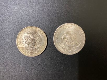 null Deux pièces en argent : 5 pesos 1948 / 25 pesos Jeux olympiques 1968 - 52.6...