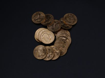 null Vingt-cinq pièces de 20 francs or - 161.38 g