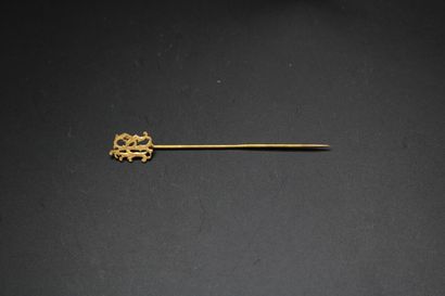 null Tie pin in yellow gold 750 thousandths with the monogram HO, 2.28 g