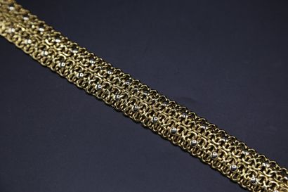 null Sadusa, Bracelet large en or jaune 750 millièmes, avec deux lignes de pois....