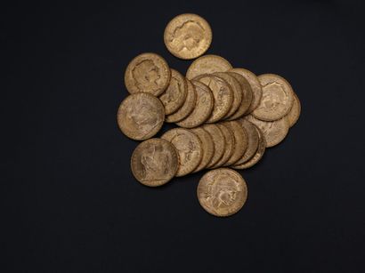 null Twenty-five 20 franc gold coins - 161.44 g