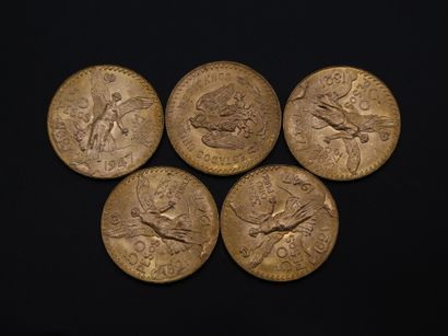null Five 50 Pesos gold coins - 208.61 g