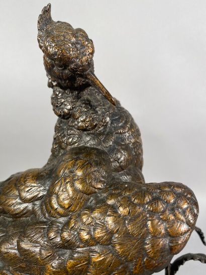 null PAUTROT Ferdinand (1832-1874) "Vanneau et escargot" sujet en bronze signé et...
