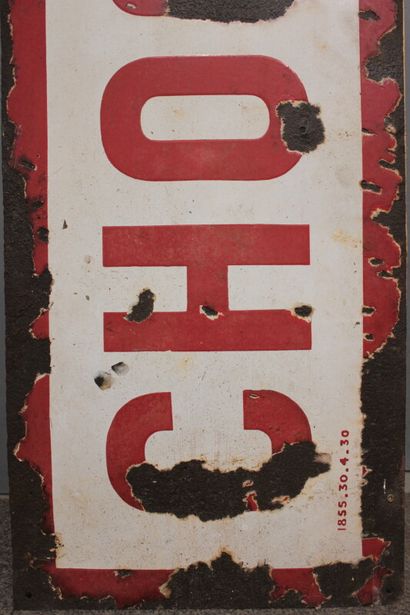 null CHOCOLAT MENIER, plaque émaillé rectangulaire, années 1930, Emaillerie JAPY...