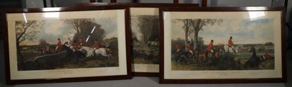 null Trois grandes gravures anglaises "Fox Hunting - The kill - the find - the run"...