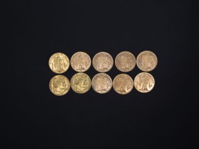 * Dix pièces de 20 Francs Génie - Cérés -1851...