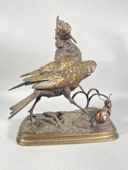 null PAUTROT Ferdinand (1832-1874) "Vanneau et escargot" sujet en bronze signé et...