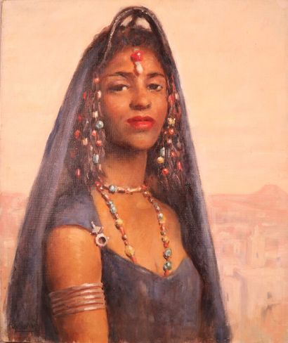 null VASNIER Charles (1873-1961) "portrait d'une femme touareg" huile sur toile signée...