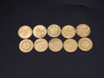 null * Dix pièces de 20 francs or - 64,57 g