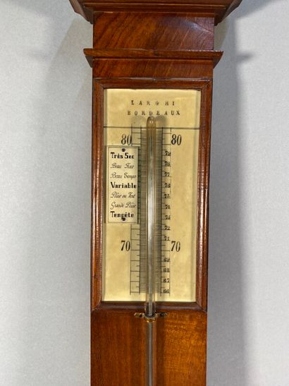 null Baromètre thermomètre XIXe marqué LARGHI Bordeaux sur un montant en acajou -...