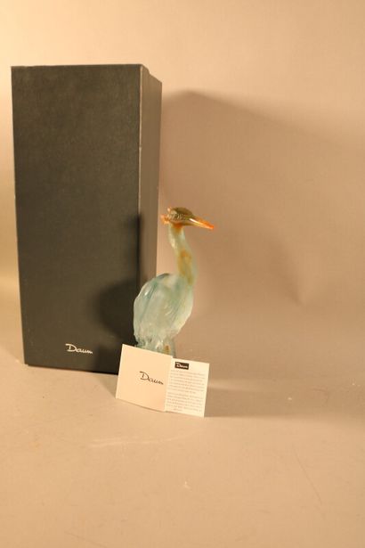 null DAUM - Un sujet en verre taillé représentant un oiseau échassier, signé DAUM...