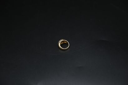null Bague de petit doigt en or jaune et diamants - Poids brut : 7 g / tdd 46