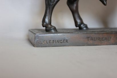 null Jean-Baptiste CLESINGER (1814-1883) "Taureau vainqueur", sujet en bronze, s...