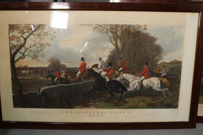 null Trois grandes gravures anglaises "Fox Hunting - The kill - the find - the run"...