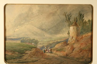 null CAUVIN Edouard Louis (1817-1900) Animated landscape, 1874

watercolour signed...