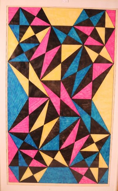 null CHACRAN J. "geometrical forms" - coloured felt pen on paper, signed down right...