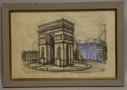 null BUFFET Bernard (1928-1999) Arc de Triomphe - lithograph - 26 x 40 cm - framed...