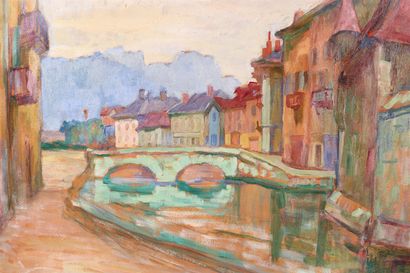 null FERRANDO Augustin (1880-1957) attributed to, Bridge on the Thiou in Annecy,...