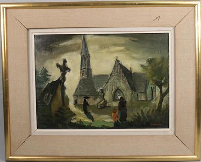 null DANWALK Daniel (1909-?) The church, oil on canvas signed lower right - 33,5...