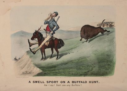 null CURRIER & YVES - A swell sport stamped // a swell sport on a buffalo hunt -...