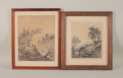 null DEFER Jules (1803-1902) Herd and Shepherd // Landscape

two drawings monogrammed...